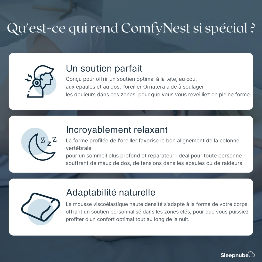 ComfyNest® Oreiller cervical en mousse viscoélastique