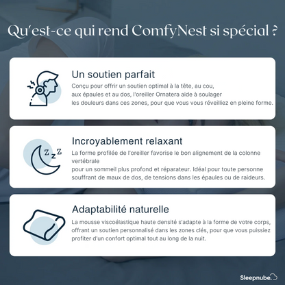 ComfyNest® Oreiller cervical en mousse viscoélastique